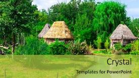  Presentation with african tribe - PPT theme featuring village of the zulu tribe background and a yellow colored foreground