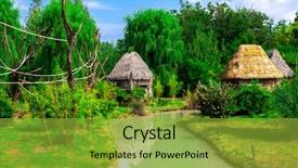  Presentation with african tribe - Slide deck enhanced with village of the zulu tribe background and a gold colored foreground