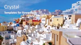  Presentation with santorini - Amazing slide set having village-oia-on-santorini-island backdrop and a teal colored foreground