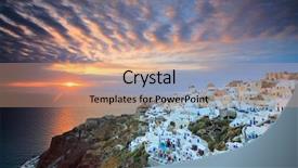  Presentation with sunset drinks - Theme featuring village on santorini island greece background and a  colored foreground