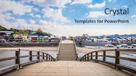  Presentation with japan and india - Beautiful PPT theme featuring village path - iwakuni japan at kintaikyo bridge backdrop and a light blue colored foreground