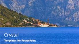  Presentation with nature village - PPT layouts enhanced with village-perast-on-coast background and a teal colored foreground