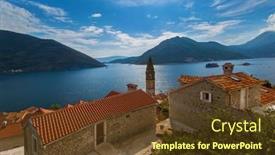  Presentation with nature village - Beautiful presentation theme featuring village-perast-on-coast backdrop and a tawny brown colored foreground