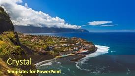  Presentation with village - Theme having village-ponta-delgada-in-madeira background and a tawny brown colored foreground