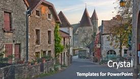  Presentation with medieval - Presentation with village road - old medieval looking european street background and a dark gray colored foreground