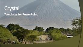  Presentation with volcano - Presentation theme consisting of village road - tanzani volcano ol doinyo lengai background and a gray colored foreground