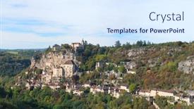  Presentation with village - PPT layouts featuring village-rocamadour-in-the-french background and a sky blue colored foreground