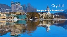  Presentation with salzburg - Theme with village st wolfgang on the lake wolfgangsee - salzburg austria background and a teal colored foreground