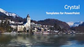  Presentation with salzburg - Beautiful PPT theme featuring village st wolfgang on the lake wolfgangsee at winter - salzburg austria backdrop and a teal colored foreground