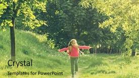  Presentation with school - Beautiful PPT theme featuring village student - happy little girl go backdrop and a yellow colored foreground