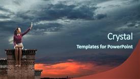  Presentation with building - Presentation design enhanced with village student - young beautiful lady sitting background and a  colored foreground