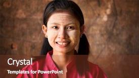 Presentation with cosmetic - Presentation design having village student - young myanmar female with thanaka background and a tawny brown colored foreground