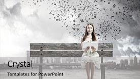  Presentation with asian literature - PPT theme consisting of village student - young pretty asian woman sitting background and a  colored foreground