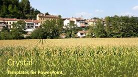  Presentation with crop - Colorful theme enhanced with village-surrounded-by-a-crop backdrop and a tawny brown colored foreground