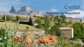  Presentation with village - Amazing presentation design having village-vercoiran-in-french-drome backdrop and a light blue colored foreground