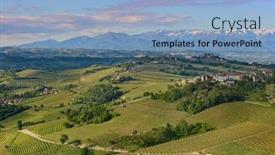 Presentation with green hills - PPT layouts having villages on green hills with vineyards of langhe in the morning at spring in piedmont italy view from above background and a light blue colored foreground