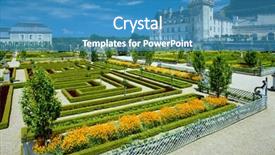  Presentation with garden - Colorful PPT layouts enhanced with villandry-castle-with-garden-indre backdrop and a teal colored foreground