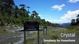  Presentation with ravine - Cool new slides with villarrica-national-park-pucon-chile backdrop and a dark gray colored foreground