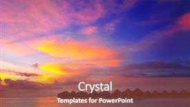  Presentation with beautiful midnight sun over - Beautiful theme featuring villas in the indian ocean backdrop and a red colored foreground