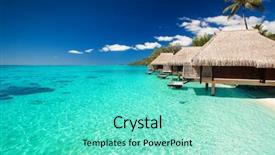  Presentation with steps - Presentation theme consisting of villas on the green tropical background and a seafoam green colored foreground