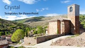  Presentation with spain - Amazing slide set having villavelayo-la-rioja-spain backdrop and a light blue colored foreground