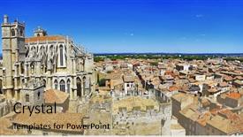  Presentation with panoramic - PPT layouts consisting of ville nice - narbonne panoramic view with cathedral background and a  colored foreground