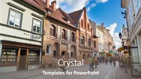  Presentation with tourists - Audience pleasing presentation theme consisting of vilnius-lithuania-september-26-tourists backdrop and a violet colored foreground