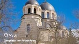  Presentation with orthodox - Slide deck consisting of vilnius-orthodox-church-at-spring background and a coral colored foreground