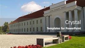  Presentation with museum - Audience pleasing slide deck consisting of vilnus-national-museum backdrop and a dark gray colored foreground