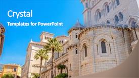  Presentation with grace - Beautiful PPT theme featuring vilyl - exterior of the monaco cathedral backdrop and a teal colored foreground
