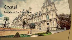  Presentation with hotel de ville or town - Presentation theme having vilyl - hotel de ville in paris background and a coral colored foreground