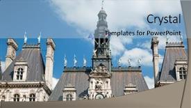  Presentation with administration - Beautiful PPT theme featuring vilyl - hotel de ville paris france backdrop and a light blue colored foreground