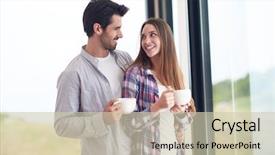  Presentation with first responders police and firefighters - Theme consisting of vilyl - relaxet young couple drink first background and a soft green colored foreground