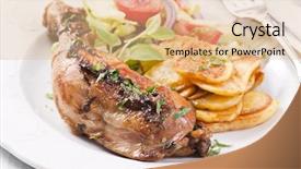  Presentation with chicken little - Presentation theme enhanced with vin - chicken leg roasted with chips background and a  colored foreground