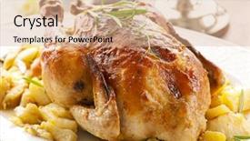  Presentation with roasted chicken - PPT layouts consisting of vin - chicken with potato roasted background and a coral colored foreground