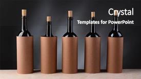  Presentation with wine tasting - Colorful presentation design enhanced with vin - five different wine bottles set backdrop and a  colored foreground