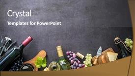  Presentation with grape vine wine grapes - PPT layouts featuring vin - wine bottles with grapes cheese background and a gray colored foreground