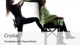  Presentation with sad woman silhouette - Presentation design enhanced with vinay darbelnet - woman and hairdresser in silhouette background and a  colored foreground