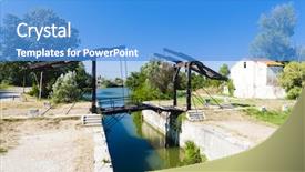  Presentation with france - Colorful PPT layouts enhanced with vincent van gogh bridge near backdrop and a teal colored foreground