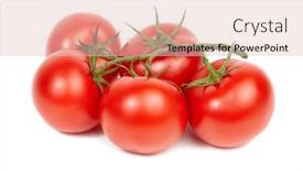  Presentation with vine - Presentation design having vine ripe tomatoes isolated on white background background and a lemonade colored foreground