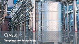  Presentation with vine - Cool new PPT theme with vine-tanks-in-industry-factory backdrop and a gray colored foreground