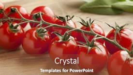 Presentation with vine - Beautiful slide set featuring vine with fresh ripe red cherry tomatoes backdrop and a tawny brown colored foreground