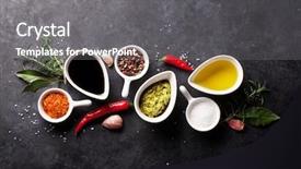  Presentation with spices - Cool new PPT theme with vinegar - herbs condiments and spices backdrop and a gray colored foreground