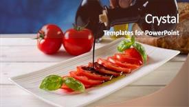  Presentation with satellite dish tv - PPT layouts with vinegar - sliced tomatoes on dish background and a tawny brown colored foreground