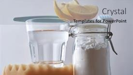  Presentation with tooth brush - Slide deck with vinegar lemons and baking soda with tooth brush on white background house cleaning background and a light gray colored foreground