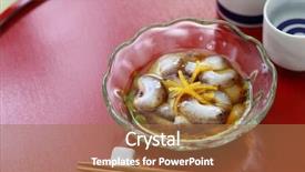  Presentation with sea cucumber - Colorful presentation theme enhanced with vinegared sea cucumber namako no backdrop and a coral colored foreground