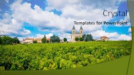  Presentation with vineyard - Presentation theme consisting of vineyard-and-village-in-france background and a light blue colored foreground