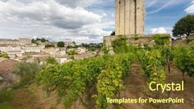  Presentation with vineyard - PPT theme with old medieval tower france background and a tawny brown colored foreground