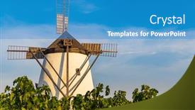 Presentation with windmill - Beautiful PPT theme featuring vineyard-near-windmill-retz-lower backdrop and a teal colored foreground
