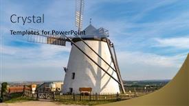  Presentation with windmill - Presentation theme consisting of vineyard-near-windmill-retz-lower background and a light blue colored foreground